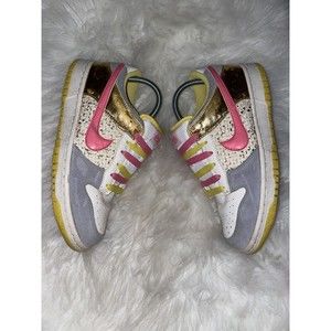 Nike Dunk Low 2007 Women’s 6.0 Shoes White Metallic Gold Pink 314141-162 Sz 7.5
